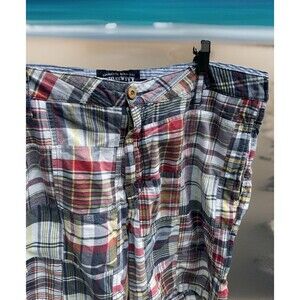 Authentic India Madras Patchwork Shorts The New Ivy Brand Cotton Plaid Mens 38”